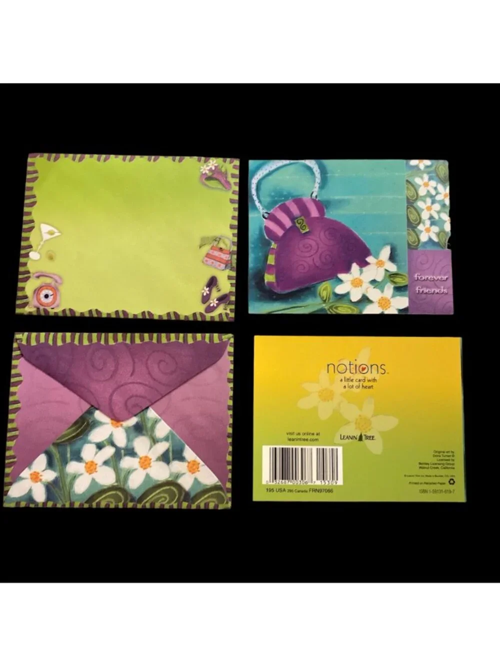 Variety FIVE PACK Leanin' Tree Unused VTG Notecards Birthday Friendship Funny
